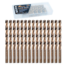 Load image into Gallery viewer, (15PCS) 1/4&quot; Cobalt Drill Bit, HSS M35 Metal Drill Bits for Steel, Stainless Steel, Cast Iron, Hard Plastic and Wood
