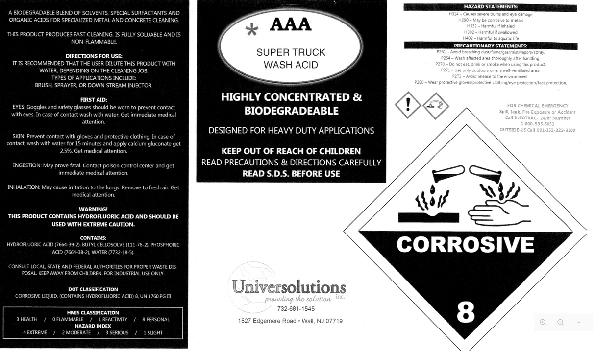 Universolutions AAA Super Acid Solution – Industrial Aluminum Brightener